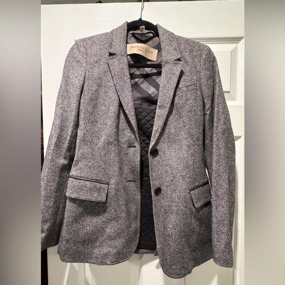Burberry Brit Gray Wool Blazer, Size 6 US, sophisticated and warm